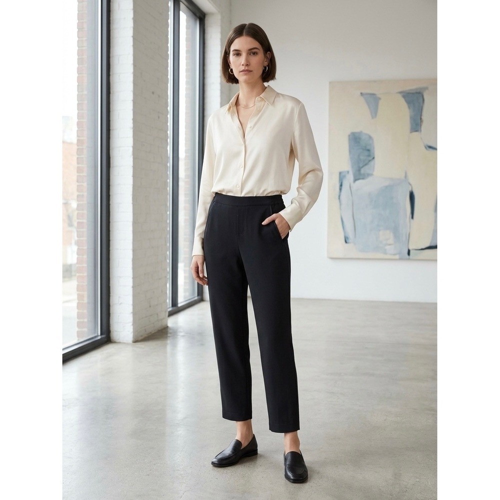 Vince Black Tapered Ankle Pants Elastic Back Trousers XS V0868